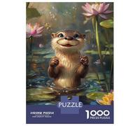Rompecabezas De 1000 Piezas para Adultos Cute Otter in Lotus Pond Rompecabezas para Adultos Juguetes Antiestrés Desafío Difícil para Cumpleaños, Navidad 38x26cm/1000pcs