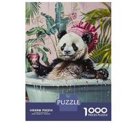 Rompecabezas De 1000 Piezas para Adultos Cute Panda Bath Wine Glass Rompecabezas para Adultos Juguetes Antiestrés Decoración Perfecta Cumpleaños Y Navidad 52x38cm/1000pcs