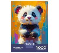 Rompecabezas De 1000 Piezas para Adultos Cute Panda Painting Rompecabezas para Adultos Juguete Decoración De Pared para La Diversión Familiar 38x26cm/1000pcs