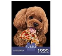 Rompecabezas De 1000 Piezas para Adultos Cute Poodle Love Pizza Rompecabezas para Adultos Juegos Relajantes Regalos para Mujeres Desafiantes para Completar 38x26cm/1000pcs