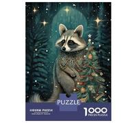 Rompecabezas De 1000 Piezas para Adultos Cute Raccoon Xmas Rompecabezas para Adultos Juego De Ingenio Desafío Difícil Desafiante De Completar 70x50cm/1000pcs