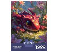 Rompecabezas De 1000 Piezas para Adultos Cute Red Dragon in Flower Meadow Rompecabezas para Adolescentes Juego Familiar Desafío Difícil Gran Regalo para Jugar 52x38cm/1000pcs