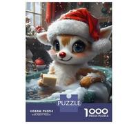 Rompecabezas De 1000 Piezas para Adultos Cute Reindeer in A Bath Christmas Rompecabezas para Adultos Juegos De Relajación Desafío Difícil Ayuda A Ejercitar El Cerebro 52x38cm/1000pcs