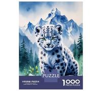 Rompecabezas De 1000 Piezas Para Adultos Cute Snow Leopard Cub in Mountains Watercolor Rompecabezas Para Adultos Juegos Divertidos Análisis Y Lógica Oferta Como Regalos Para Toda La Familia 70x50cm/10