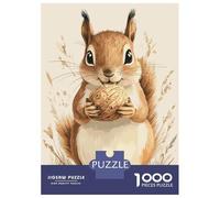 Rompecabezas De 1000 Piezas para Adultos Cute Squirrel with Nut Illustration Rompecabezas para Adultos Juego De Ingenio Pero Divertido Y Humorístico 52x38cm/1000pcs