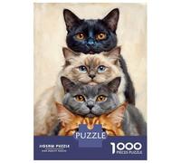 Rompecabezas De 1000 Piezas para Adultos Cute Stacked Cats Portrait Rompecabezas para Adultos Juegos Relajantes Pero Divertidos Y Humorísticos Desafiante De Completar 70x50cm/1000pcs