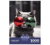 Rompecabezas De 1000 Piezas para Adultos Cute Sunglass Kitty Rompecabezas para Adultos Juguetes DIY Una Obra De Arte Regalo De Cumpleaños, Regalos, 52x38cm/1000pcs