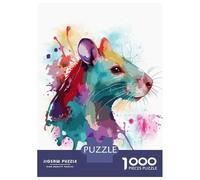 Rompecabezas De 1000 Piezas para Adultos Cute Watercolor Pet Rat Rompecabezas para Adultos Juegos Relajantes Regalos para Mujeres Desafiantes para Completar 70x50cm/1000pcs