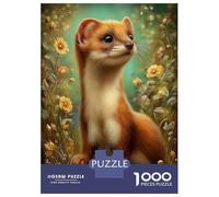 Rompecabezas De 1000 Piezas para Adultos Cute Weasel in Floral Meadow Rompecabezas Juego De Ingenio Carrera De Velocidad De Manos Interacción Entre Padres E Hijos 38x26cm/1000pcs