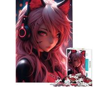 Rompecabezas de 1000 Piezas para Adultos Cyberpunk Neko Cat Girl Juguete Educativo de desafío Juegos educativos una Obra de Arte Regalo artístico (tamaño 38x26cm)