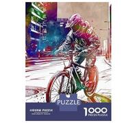 Rompecabezas De 1000 Piezas para Adultos Cyclist in City Rompecabezas para Adultos Juego Familiar Vacaciones En Casa Matar El Tiempo Desafiante De Completar 38x26cm/1000pcs