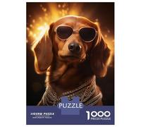 Rompecabezas De 1000 Piezas para Adultos Dachshund Cool Sunglasses Rompecabezas para Adultos Juegos Familiares para La Diversión Familiar Regalo De Cumpleaños, Regalos, 52x38cm/1000pcs