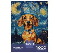 Rompecabezas De 1000 Piezas para Adultos Dachshund Starry Night -1 Rompecabezas para Adultos Juegos De Relajación Desafío Difícil Ayuda A Ejercitar El Cerebro 52x38cm/1000pcs