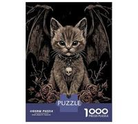 Rompecabezas De 1000 Piezas para Adultos Dark Gothic Kitten with Wings Rompecabezas Práctico Juego Decoración del Hogar Cumpleaños Y Navidad 52x38cm/1000pcs