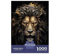Rompecabezas De 1000 Piezas para Adultos Dark Lion in Gold Rompecabezas Juegos Familiares Difícil Difícil Cumpleaños Y Navidad 52x38cm/1000pcs