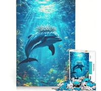 Rompecabezas de 1000 Piezas para Adultos: Datos fascinantes sobre los Delfines, Juguete Educativo, difícil y desafiante, Ideal para añadir a la Lista de Deseos de Papá Noel 50x75cm