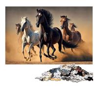 Rompecabezas de 1000 Piezas para Adultos de Beautiful Horses Running Rompecabezas de Madera para Adultos Juego Educativo (tamaño 75 x 50 cm)