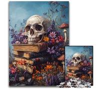 Rompecabezas de 1000 Piezas para Adultos, de cartón, con Calavera y Libro, para Adolescentes, Ideal para una Noche de Juegos en Familia, 26x38cm
