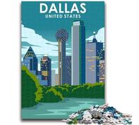 Rompecabezas de 1000 Piezas para Adultos de Dallas, Texas, Estados Unidos Rompecabezas para Adultos, Ideal para aliviar el estrés, desafío difícil, decoración única para el hogar y Regalos (26x38cm)