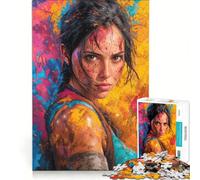 Rompecabezas de 1000 Piezas para Adultos de Lara Corft con Salpicaduras de Pintura, Juego Familiar, para Relajarse intelectualmente, colección de Artistas, Bellas Artes 38x52cm