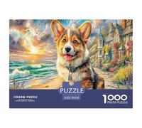 Rompecabezas de 1000 Piezas para Adultos de Pembroke Welsh Corgi: Corgi de The Seaside Educational Games, Apto para descompresión, 70 x 50 cm (1000 Piezas)