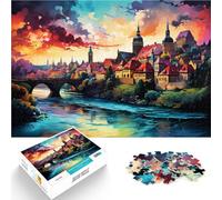 Rompecabezas de 1000 piezas para adultos de un castillo de Cesky Krumlov, competencia de velocidad de mano, 10.3 x 14.9 pulgadas, regalos de cumpleaños de Navidad