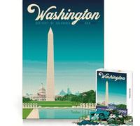 Rompecabezas de 1000 Piezas para Adultos de Washington DC Travel Poste Entrenamiento de Memoria Disfrute Tranquilo Bordes precisos (38x52cm)