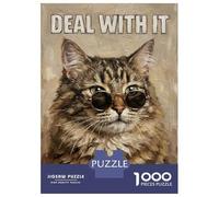 Rompecabezas De 1000 Piezas para Adultos Deal with It Cat Painting Rompecabezas para Adolescentes Juego De Ingenio Análisis Y Lógica Difícil Y Desafiante 70x50cm/1000pcs