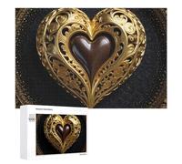 Rompecabezas de 1000 piezas para adultos, decoración de corazón dorado, para adultos, juegos relajantes, regalos únicos para cumpleaños y Navidad, 1000 piezas
