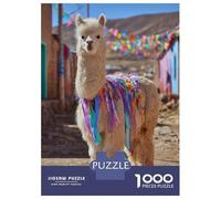 Rompecabezas De 1000 Piezas para Adultos Decorated Alpaca in A Colorful Village Rompecabezas para Adultos Juegos De Relajación Desafío Difícil Ayuda A Ejercitar El Cerebro 70x50cm/1000pcs