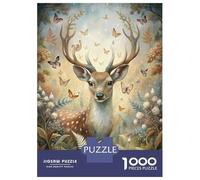 Rompecabezas De 1000 Piezas para Adultos Deer and Butterflies in Forest Rompecabezas para Adolescentes Juguetes Antiestrés Desafío Difícil Actividades Divertidas En Casa 70x50cm/1000pcs