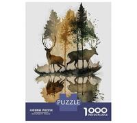 Rompecabezas De 1000 Piezas para Adultos Deer and Pinus Rompecabezas para Adultos Juego Familiar Difícil Difícil Y Desafiante 70x50cm/1000pcs
