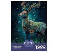 Rompecabezas De 1000 Piezas para Adultos Deer Floral Rompecabezas para Adultos Juego De Ingenio Patrón De Ensamblaje Oferta como Regalo para Toda La Familia 70x50cm/1000pcs