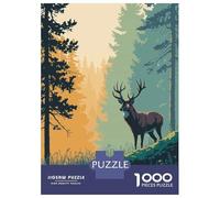 Rompecabezas De 1000 Piezas para Adultos Deer in Forest with Glowing Eyes Rompecabezas Juguetes Antiestrés Decoración del Hogar Difícil Y Desafiante 70x50cm/1000pcs