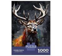 Rompecabezas De 1000 Piezas para Adultos Deer Oil Paint Portrait Rompecabezas para Adultos Juguetes Antiestrés Difícil Difícil Y Desafiante 52x38cm/1000pcs