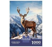 Rompecabezas De 1000 Piezas para Adultos Deer Sunset Mountains Rompecabezas para Adultos Juegos Divertidos Una Obra De Arte Oferta como Regalos para Toda La Familia 70x50cm/1000pcs