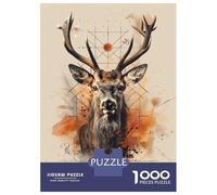 Rompecabezas De 1000 Piezas para Adultos Deer Watercolor Rompecabezas Juego De Ingenio Una Obra De Arte Cumpleaños Y Navidad 38x26cm/1000pcs