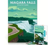 Rompecabezas de 1000 Piezas para Adultos del Parque Estatal de Las Cataratas del Niágara,decoración de Bordes limpios,Actividad Cerebral,diversión fácil,Regalo de cumpleaños para la Mente (50x75cm)