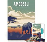 Rompecabezas de 1000 Piezas para Adultos del Parque Nacional Amboseli Juego Mental Divertido y de Corte preciso Regalo Ideal para Relajarse y divertirse Regalo de cumpleaños (50x75cm)