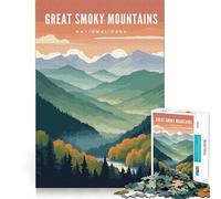 Rompecabezas de 1000 Piezas para Adultos del Parque Nacional de Las Grandes Montañas Humeantes,Corte Premium,Divertido,Estimulante para la Mente,Juego Relajante, Tranquilo (50x75cm)