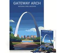 Rompecabezas de 1000 piezas para adultos del Parque Nacional Gateway Arch Juego de bordes limpios Diversión para ejercitar la mente Juego de entretenimiento ligero Regalo ideal para cumpleaños 38x52cm
