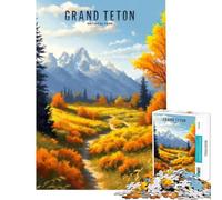 Rompecabezas de 1000 Piezas para Adultos del Parque Nacional Grand Teton Rompecabezas para Adultos Juego práctico Desafío difícil Ideal para cumpleaños y Navidad (Tamaño 38x26cm)