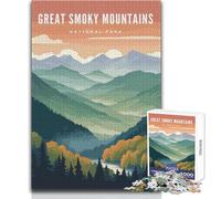 Rompecabezas de 1000 Piezas para Adultos del Parque Nacional Great Smoky Mountains Un Juego desafiante, Mujeres Tamaño: 50x75cm