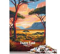 Rompecabezas de 1000 Piezas para Adultos del Parque Nacional Tsavo East, Kenia, Amigos y Familiares, 38 x 26 cm (1000 Piezas)
