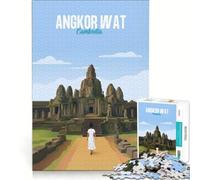 Rompecabezas de 1000 Piezas para Adultos del Templo de Angkor Wat, Juguete Educativo, Actividades Divertidas para Hacer en casa, Ideal para cumpleaños y Navidad 38x26cm