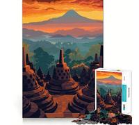 Rompecabezas de 1000 Piezas para Adultos del Templo de Borobudur,Indonesia,Corte Premium,Juego,Actividad Mental Inteligente,Paz,diversión,cumpleaños,Arte,Juego (50x75cm)