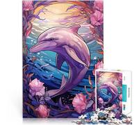 Rompecabezas de 1000 Piezas para Adultos Delfín Art Nouveau Juguetes educativos de Aprendizaje Trato como Regalo para Toda la Familia 50x70cm