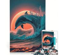 Rompecabezas de 1000 Piezas para Adultos: Delfines al Atardecer, Juego Imposible, Ideal para Pasar el Tiempo en casa, Regalos para Amigos y Familiares 50x75cm