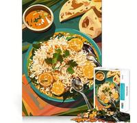 Rompecabezas de 1000 Piezas para Adultos Deliciosa Comida India,Naturaleza Muerta,Corte Premium,Divertido,Estimulante para la Mente,Juego Relajante, Tranquilo (38x52cm)