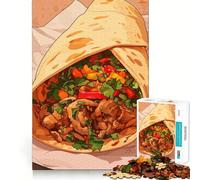 Rompecabezas de 1000 piezas para adultos Delicioso burrito de dibujos animados con relleno colorido Arte de corte fino Juego de habilidad mental Juego de relajación Exhibición de arte navideño 50x75cm